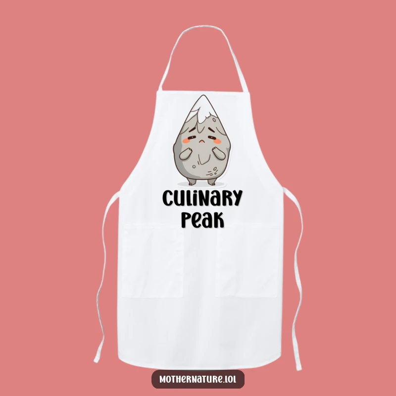 Funny Chef's Mountain Apron: Shrugging Character, Comical Kitchen Humor