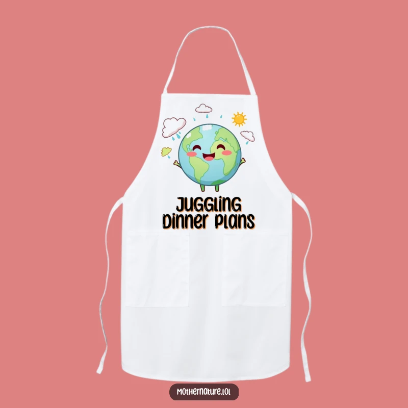 Funny Earth Juggling Weather Apron - Cheerful Kitchen Protector