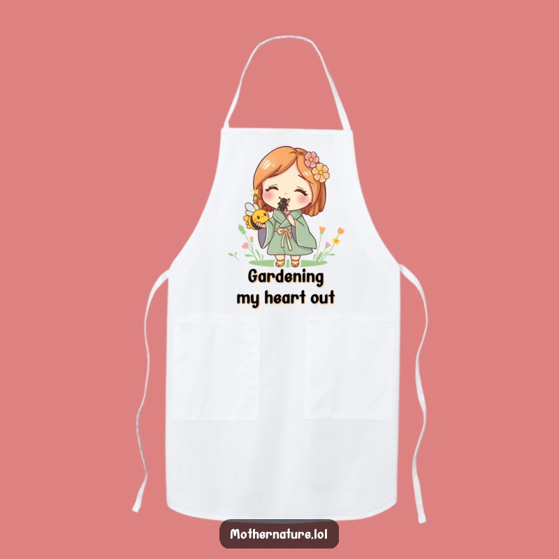 Funny Mother Nature Holding Bee Apron - Garden Grace and Kitchen Fun