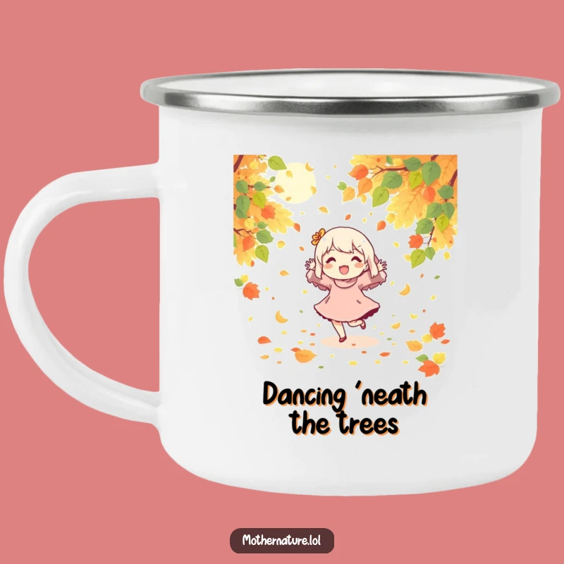 Funny Dancing Character Camping Mug, Outdoor Autumn Joy, Adventure Gift