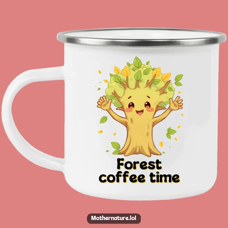 Funny Happy Tree Camp Mug - Waving Branches Outdoor Nature Gift