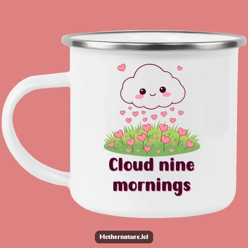 Funny Cloud Raining Hearts Camping Mug: Adorable Love Companion for Outdoor Adventures!