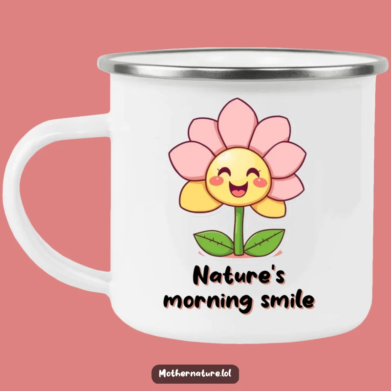 Funny Giggling Flower Camp Mug - Cheerful Outdoor Surprise Smiley Gift