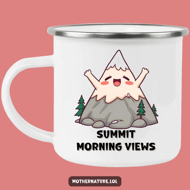 Funny Mountain Yawning Camping Mug: Cute Character Drinkware, Perfect Funny Gift