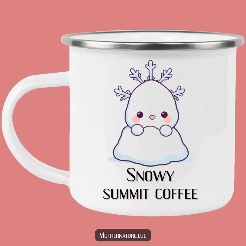 Funny Snowdrift Camping Mug: Shy Winter Peek for Cozy Campfires