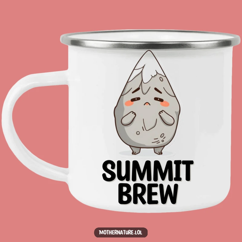 Funny Campfire Shrug Mug: Mountain Character, Comical Bemused Outdoor Gift