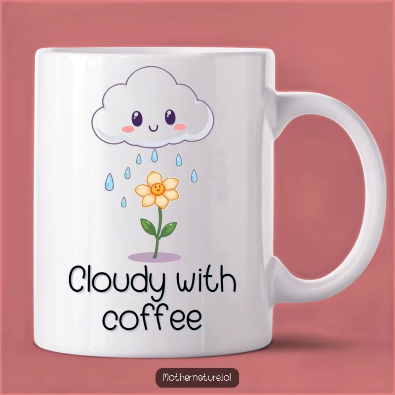 Funny Surprised Cloud Mug - Whimsical Rain Art Gift for Cheerful Souls