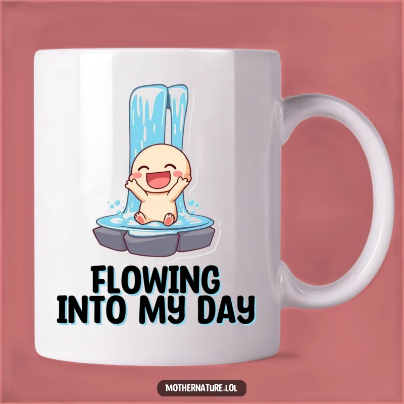 Funny Waterfall Mug: Joyful Cascading Character Gift for Nature Lovers