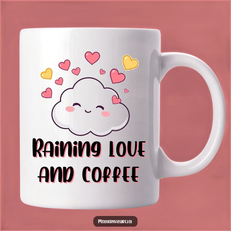 Funny Cloud Hearts Mug, Adorable Weather Character, Perfect Funny Gift