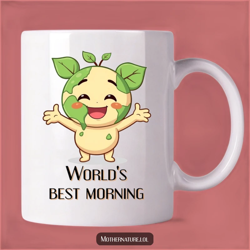Funny Earth Hug Mug: Smiling Planet Character, Joyous Surprise, a Perfect Funny Gift