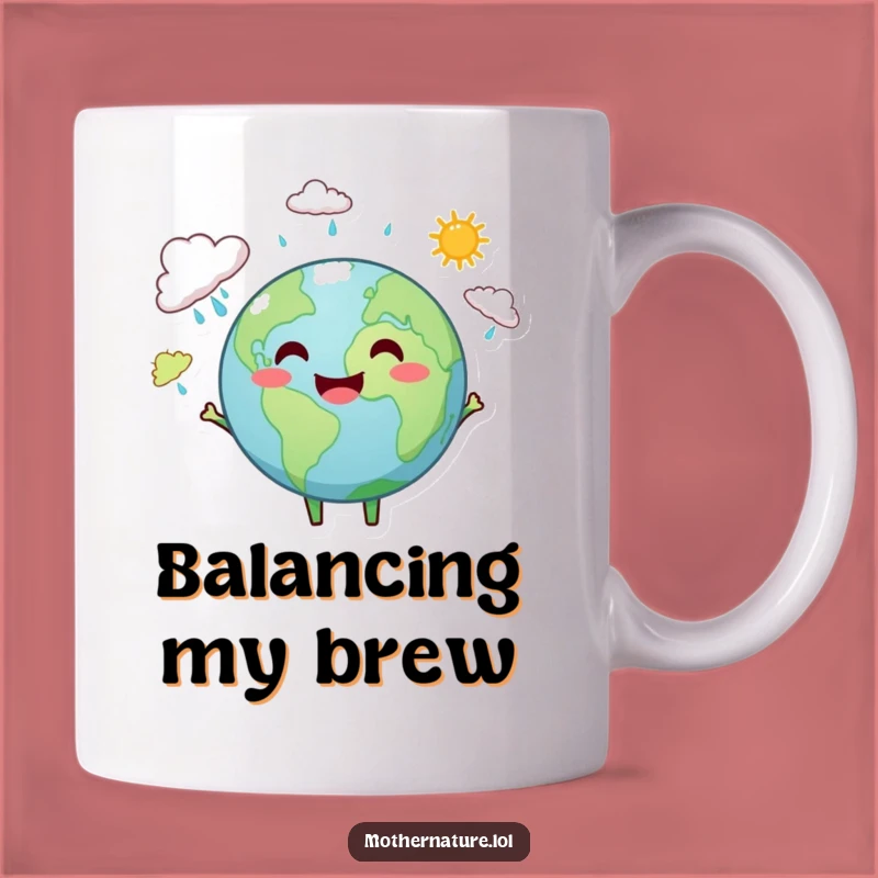 Funny Earth Juggling Clouds Sunshine Mug - Happy Planet Gift