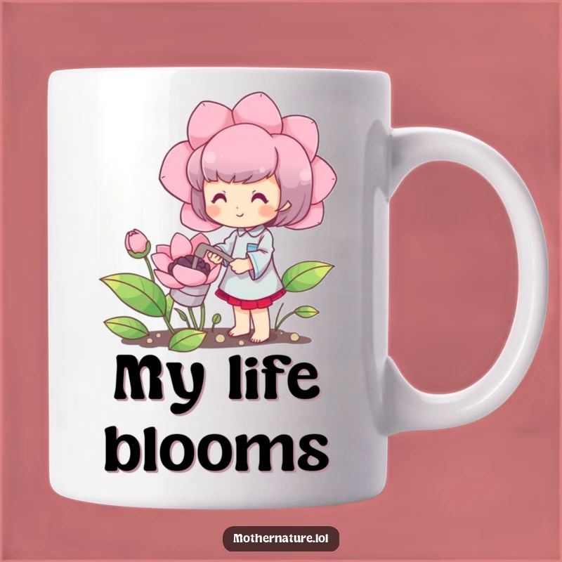 Funny Gardener Mug: Happy Character Watering Giant Bloom Gift