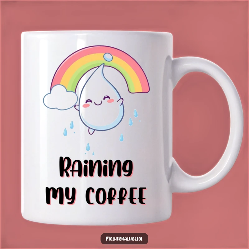 Funny Raindrop Rainbow Mug: Smiling Character Slider, Perfect Funny Gift