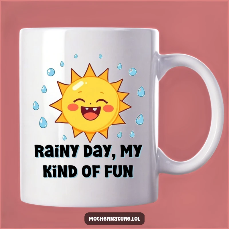 Funny Sun Juggling Raindrops Mug - A Cheerful Character Gift