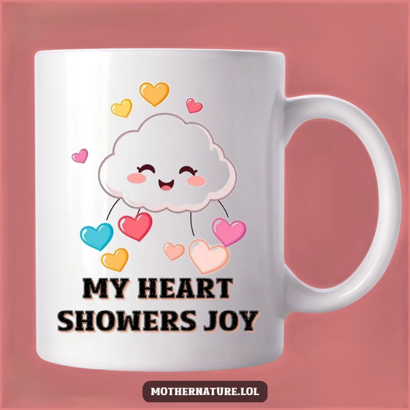 Funny Cloud Raining Hearts Mug: Adorable Giggling Character, The Perfect Cute Gift