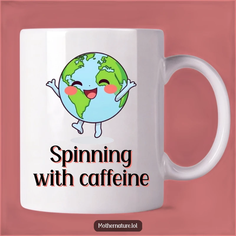 Funny Earth Dancing Mug: Joyful Character Grooving, Perfect Funny Gift