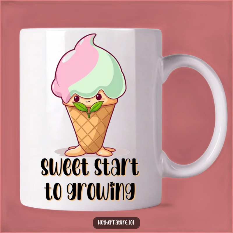 Funny Shy Sprout Ice Cream Mug: Sweet Worries, Perfect Quirky Gift