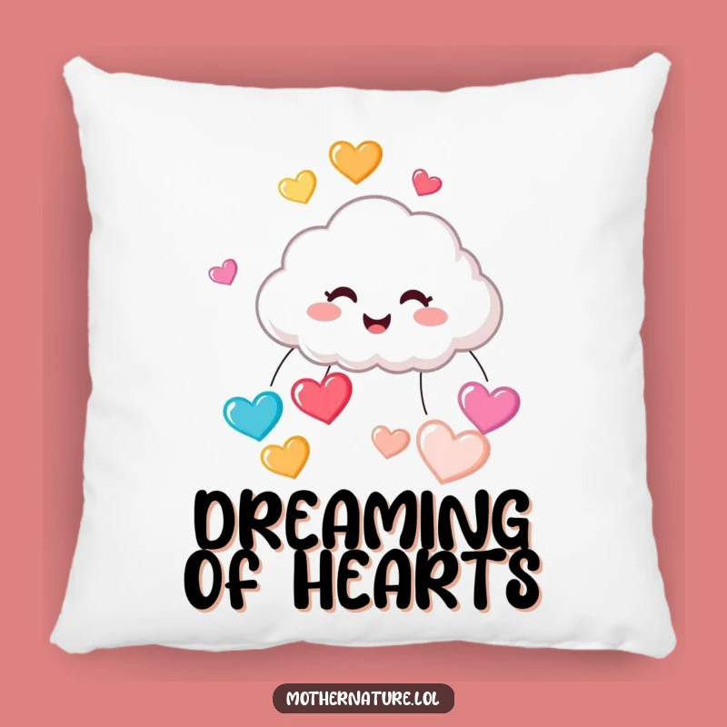 Funny Cloud Raining Hearts Pillow: Cute Giggling Character Comfort, Perfect Funny Gift