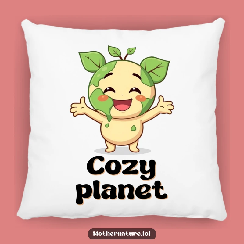 Funny Earth Hug Pillow: Smiling Planet Character for Cozy Joyous Surprise