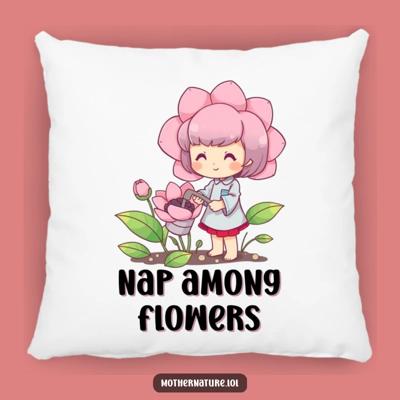 Funny Gardener Pillow: Cozy Happy Character Bloom Accent Gift