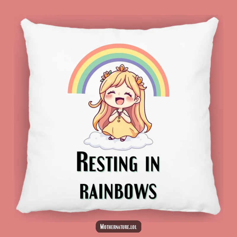 Funny Mother Nature Rainbow Laugh Pillow - Cozy Joyful Decor