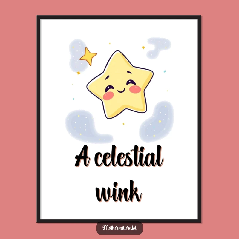 Funny Giggling Star Digital Print: Winking Celestial Art for Instant Joy, Perfect Gift