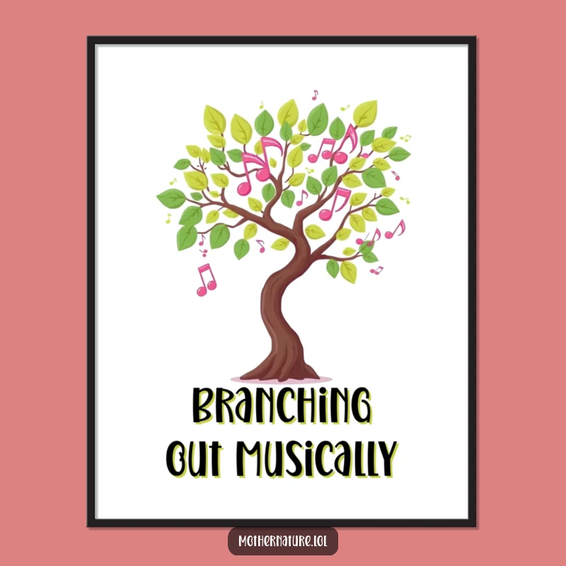 Funny Musical Tree Branch Digital Art: Instant Harmony, Downloadable Decor Gift