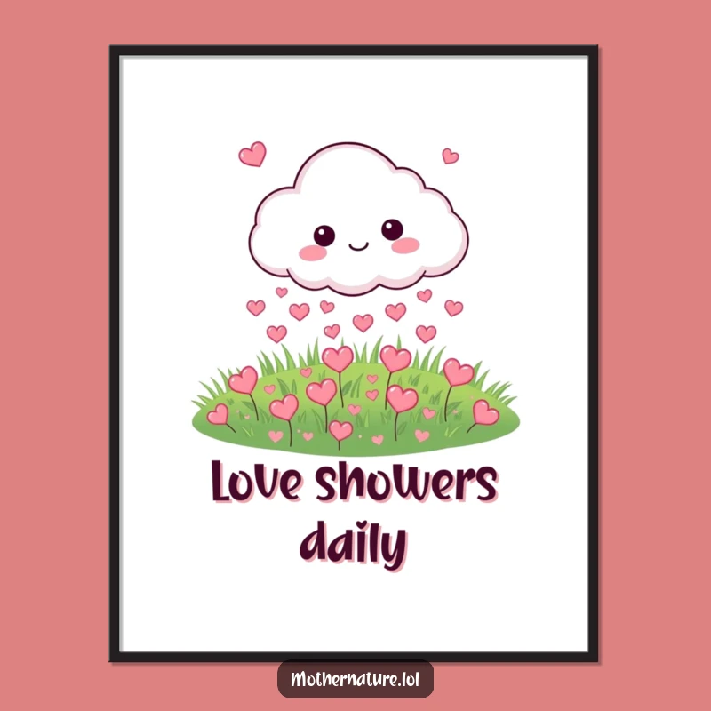 Funny Cloud Raining Hearts Digital Art: Instant Romantic Decor for a Cheerful Space!