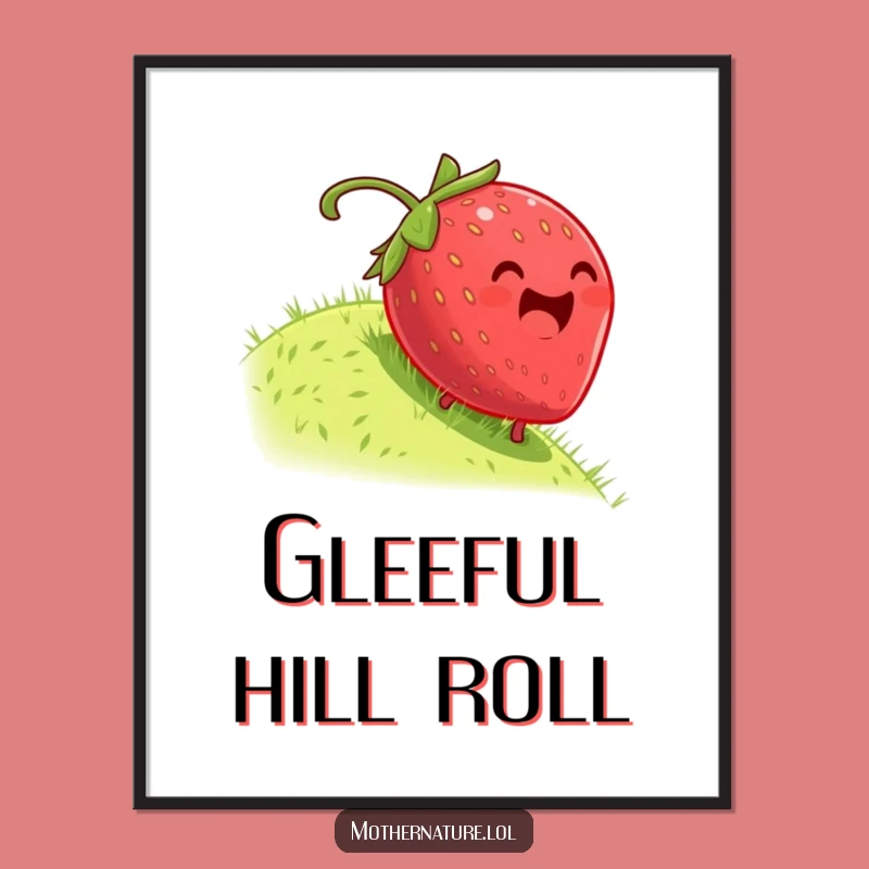 Funny Dizzy Strawberry Rolling Digital Art - Instant Joyful Decor for Walls