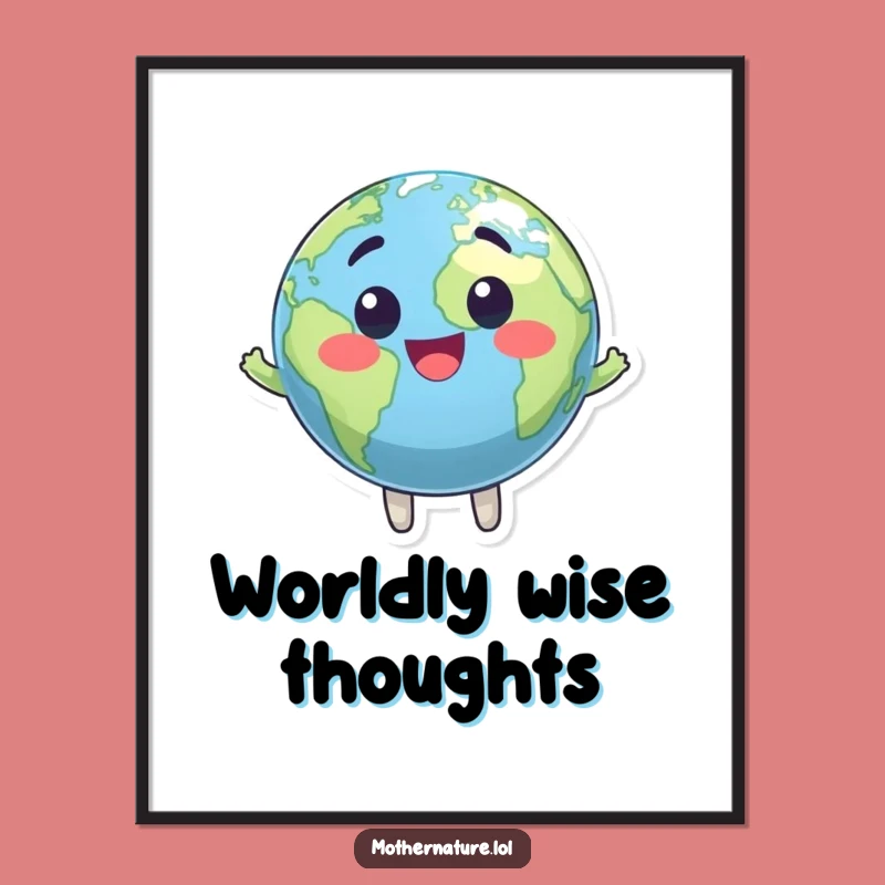 Funny Earth Digital Art: Bouncing Planet Character for Instant Joyful Decor