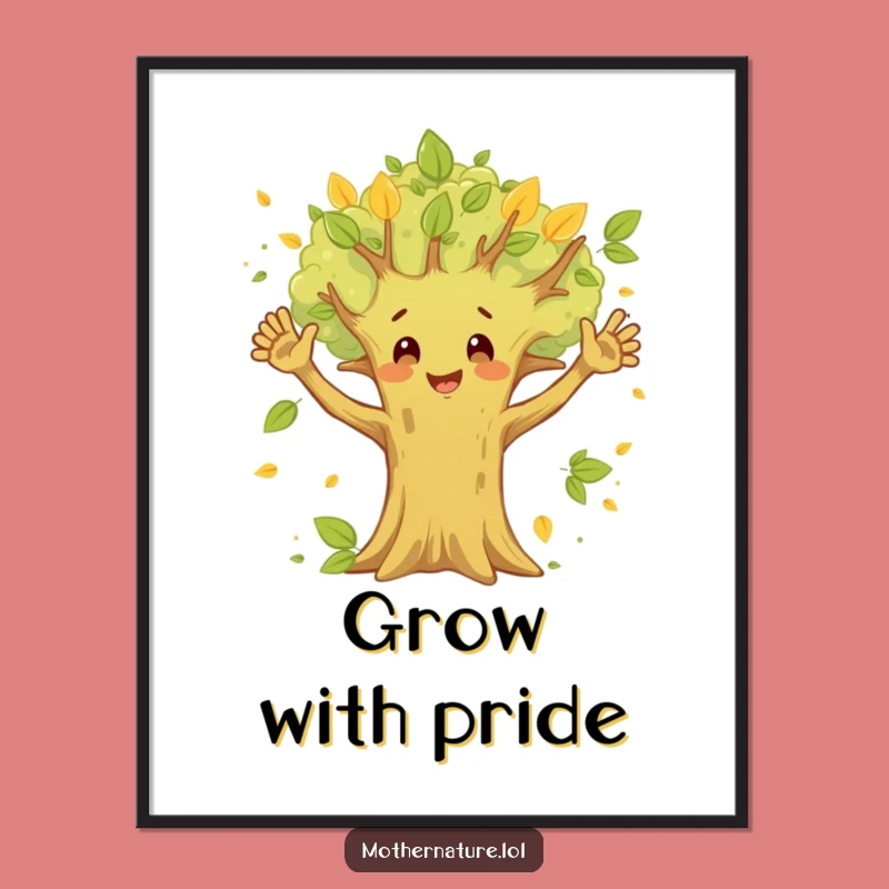 Funny Happy Tree Digital Art - Waving Branches Woodland Decor Gift