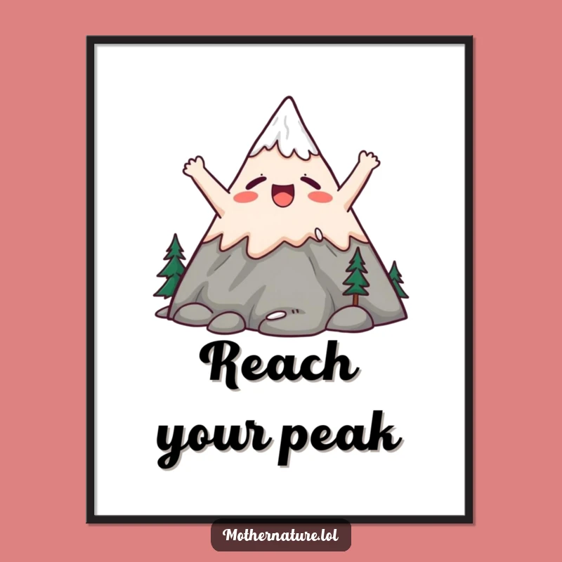 Funny Mountain Yawning Digital Art: Cute Character Decor, Perfect Funny Gift