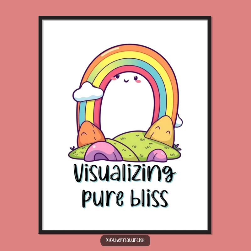 Funny Rainbow Digital Art, Cheerful Landscape Print, Inspiring Funny Gift for Walls