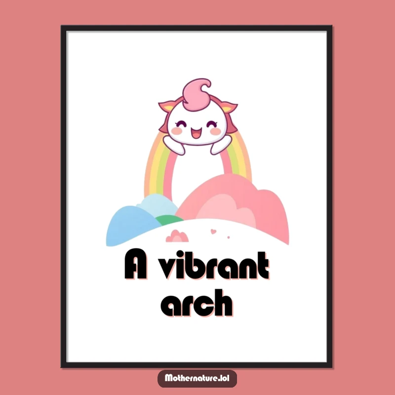 Funny Rainbow Landscape Digital Print: Playful Arch Instant Art, Perfect Gift