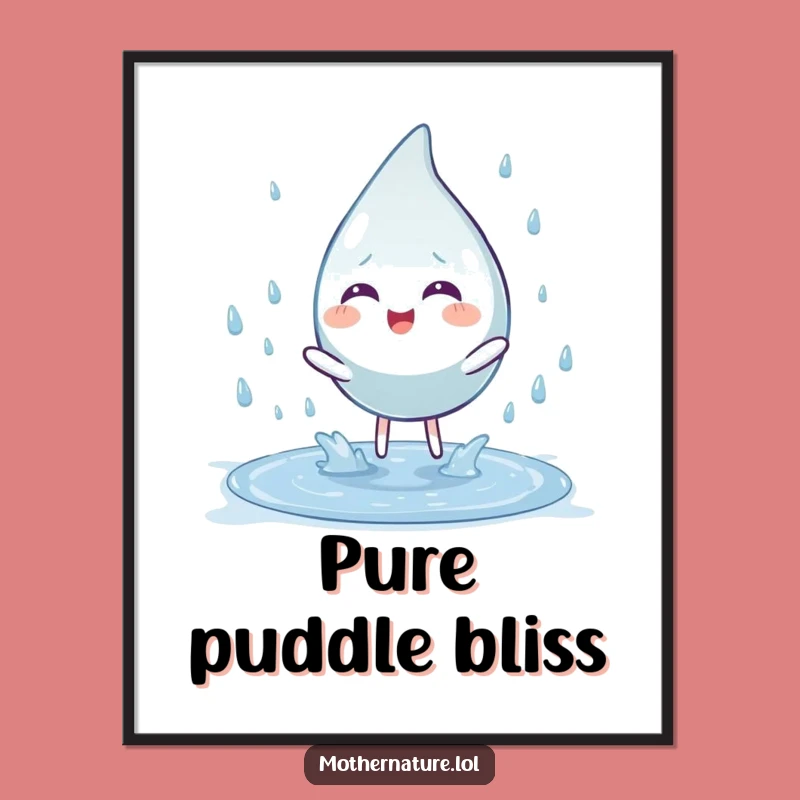 Funny Raindrop Digital Print: Hilarious Puddle Splash Art for Walls