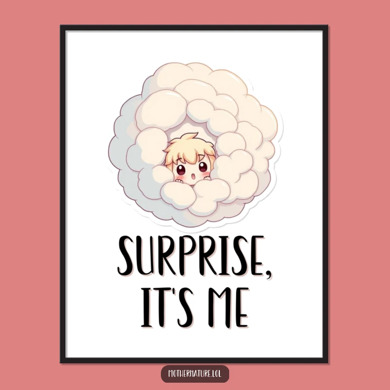 Funny Surprised Character Digital Art, Instant Cloud Peek Humor Download, Unique Gift