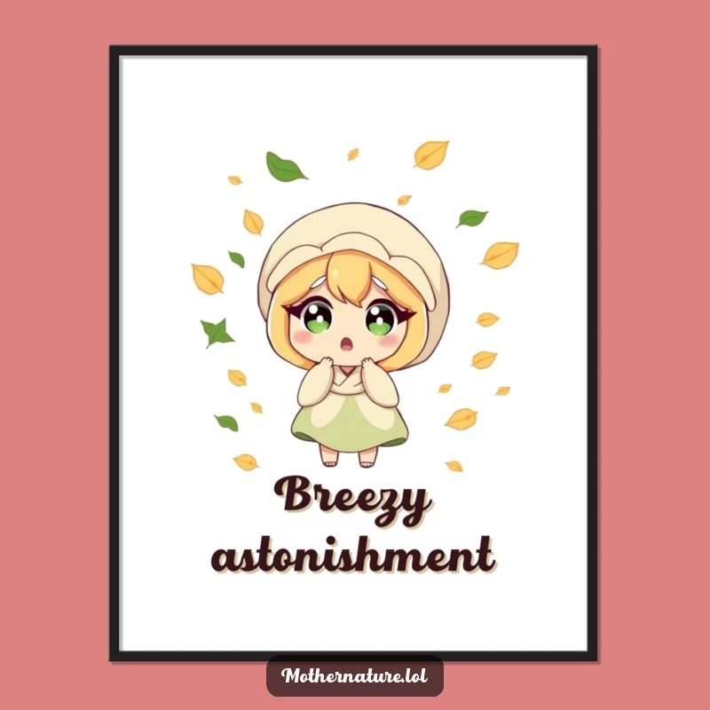 Funny Surprised Mother Nature Digital Art - Breezy Leaf Instant Download Gift