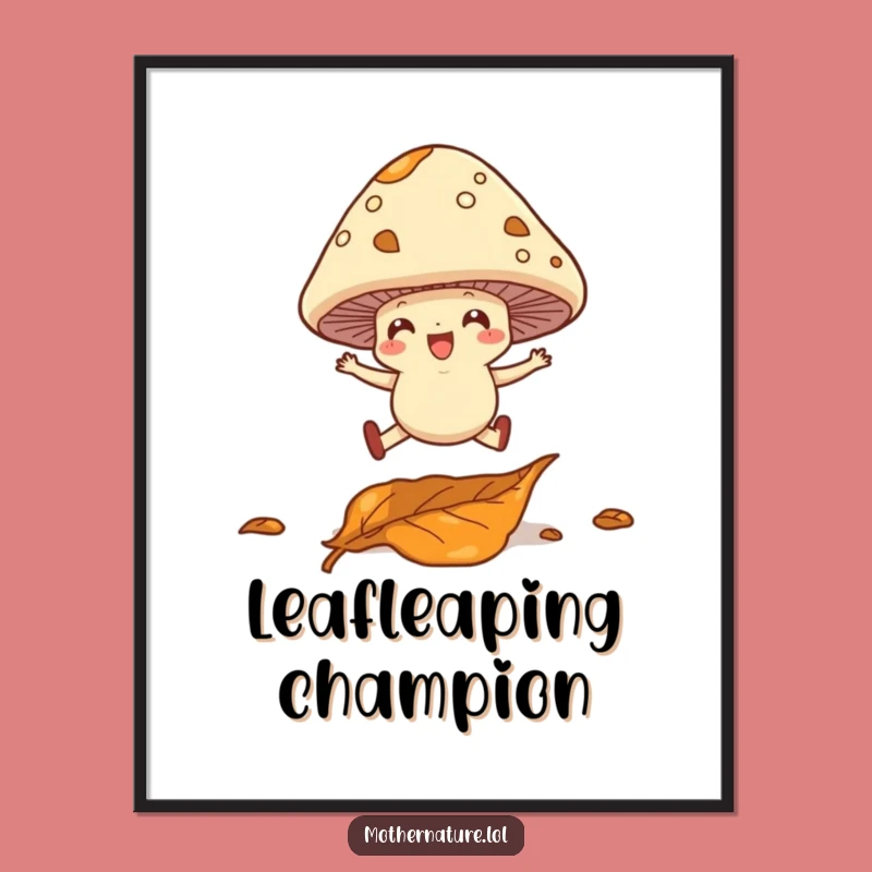 Funny Mushroom Leap Digital Art - Instant Woodland Whimsy for Walls