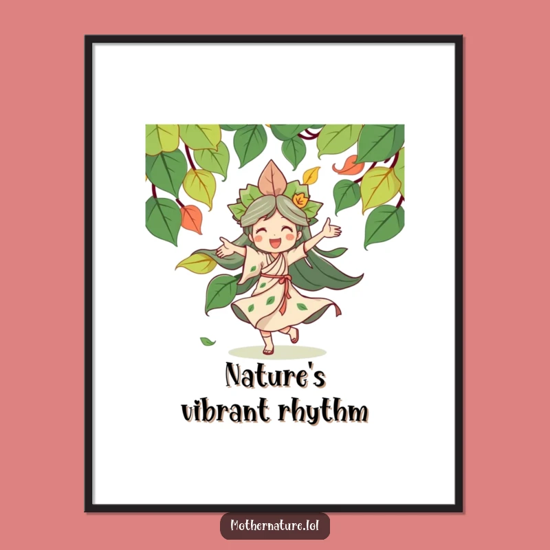 Funny Mother Nature Digital Art: Joyful Dancing Goddess Download, Nature Decor Print