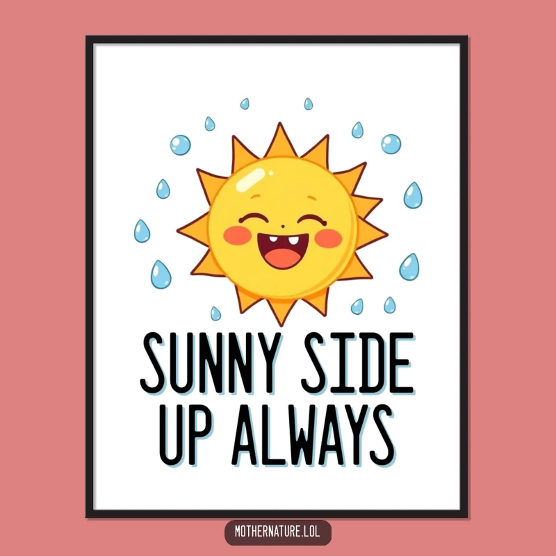 Funny Sun Juggling Raindrops Digital Art - Cheerful Character Decor