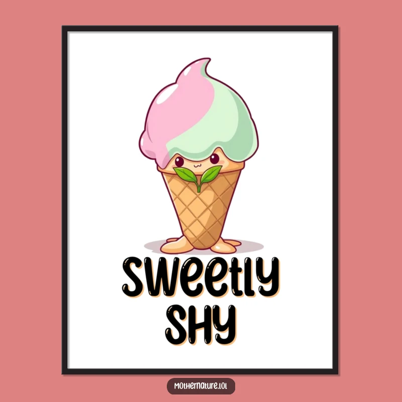 Funny Shy Sprout Ice Cream Digital Art: Instant Sweetness, Downloadable Gift