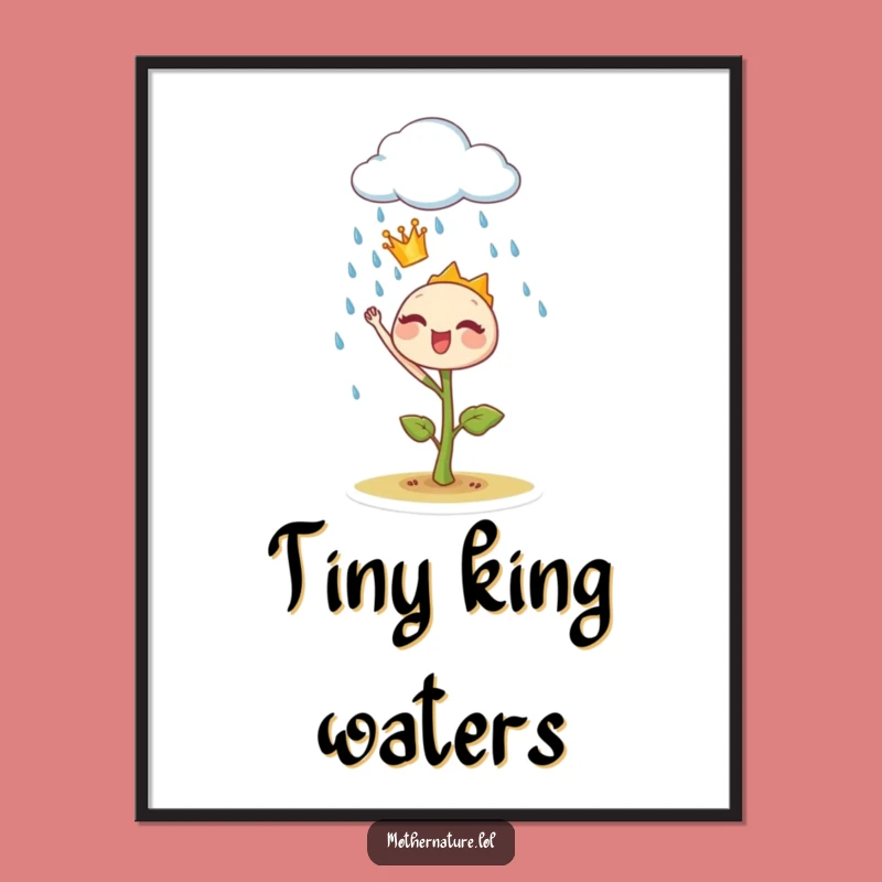 Funny Sprout Crown Digital Art: Royal Rain Command, Instant Botanical Art