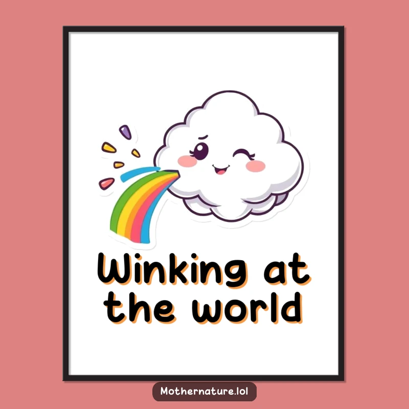 Funny Cloud Rainbow Digital Art - Whimsical Character Decor