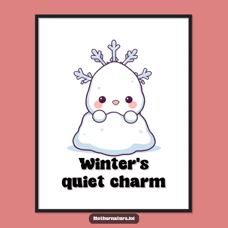 Funny Snowdrift Digital Art: Shy Winter Peek for Instant Cozy Decor