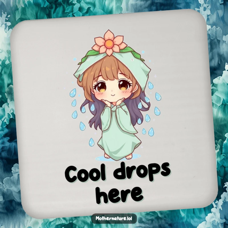 Mother Nature Drink Coasters: Character creating sparkling dew drops, protecting surfaces. Decorative and a refreshing gift.