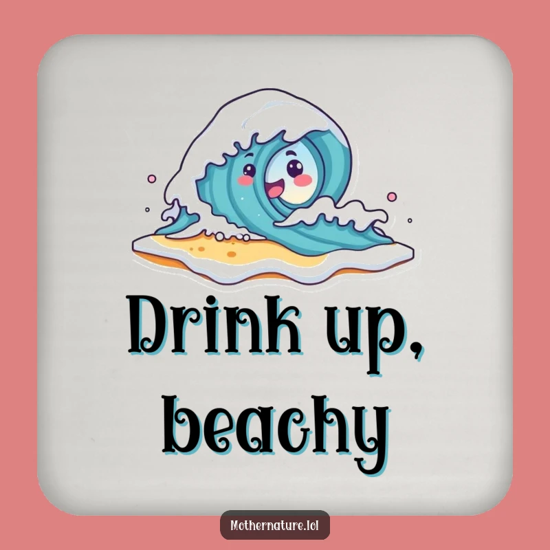 Funny Wave Character Coasters - Playful Beach Table Protection Gift