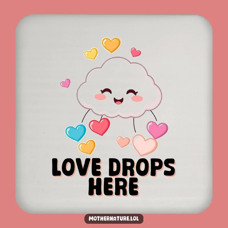 Funny Cloud Raining Hearts Coaster: Cute Giggling Character Protection, Perfect Funny Gift
