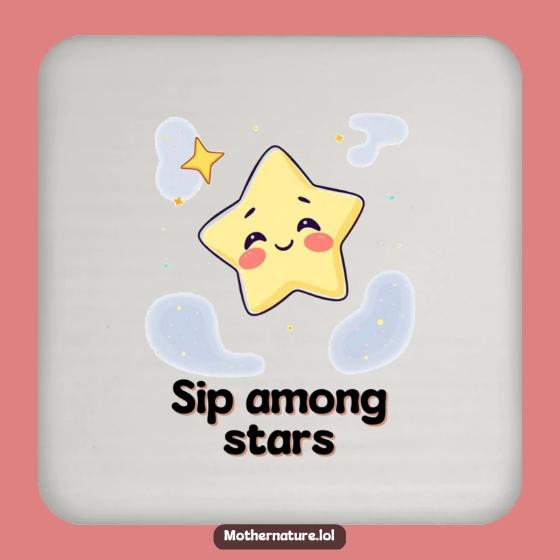 Funny Giggling Star Coasters: Winky Celestial Set for Your Drinks, Perfect Funny Gift