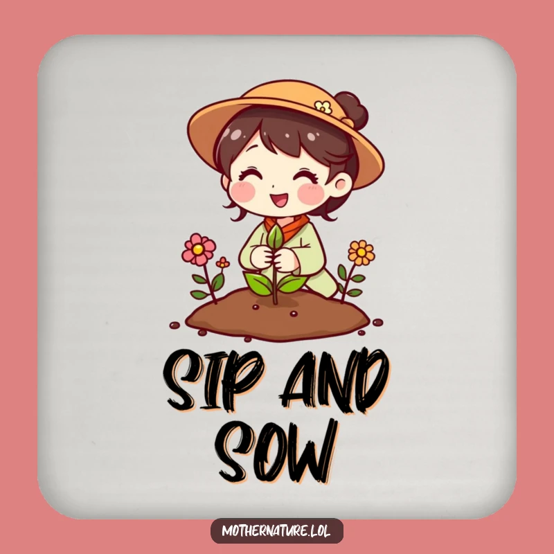 Funny Mother Nature Flower Seed Coaster - Instant Bloom Decor