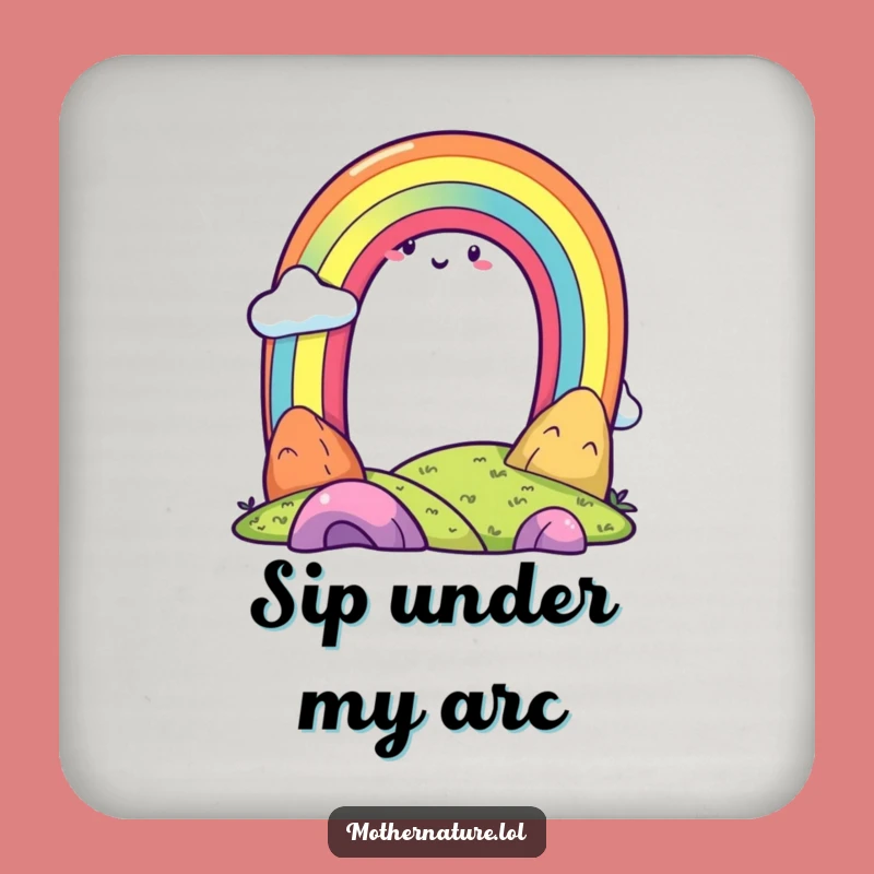 Funny Rainbow Coaster, Cheerful Landscape Drink Holder, Whimsical Funny Gift for Tables